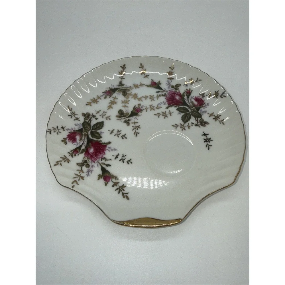 Japanese Moss Rose Seashell Snack Plate Gold‎ Trim Plates And Cups.